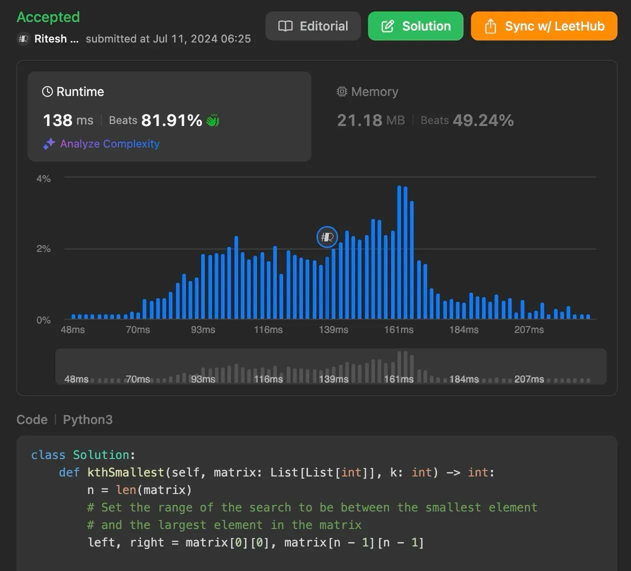 Binary Search Result