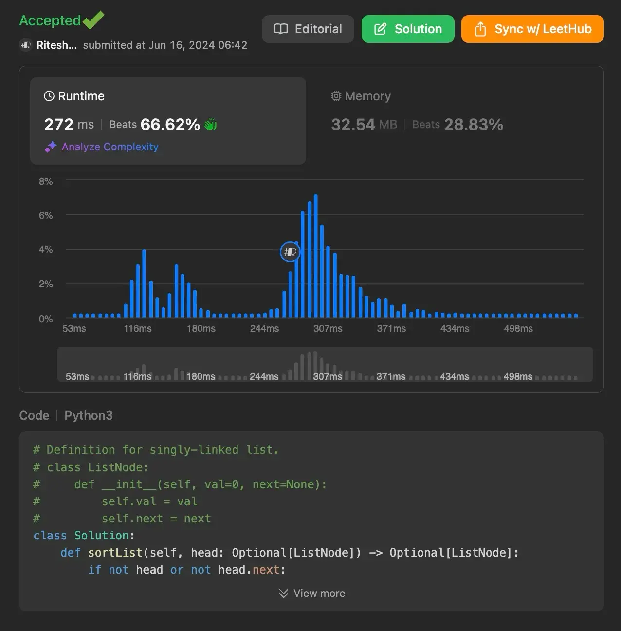 Bottom Up Merge Sort Result